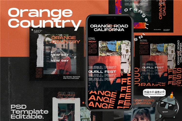 图片[1]-橙色主题时尚潮流潮牌风格新品品牌图文排版PSD模板PS素材-设计猿