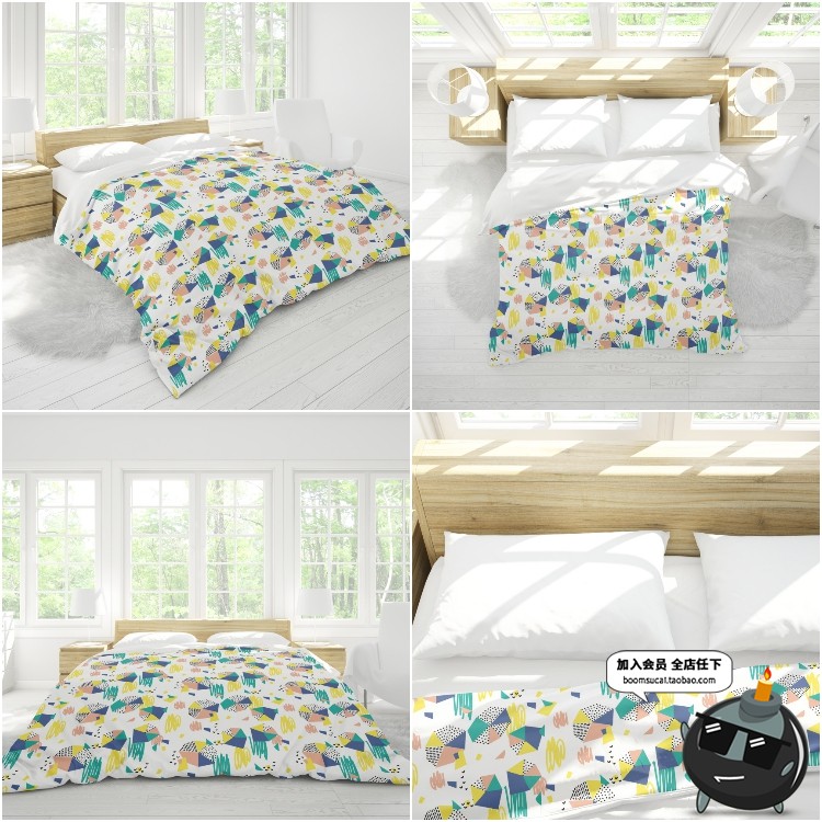 图片[4]-床上用品布艺床单枕头印花图案效果图贴图房间样机PSD模板PS素材-设计猿