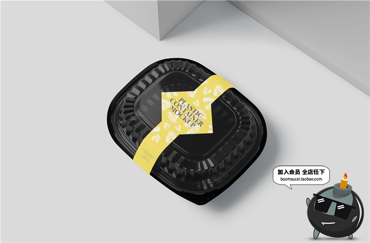 图片[2]-水果生鲜食品透明盖子黑底外卖塑料包装设计VI样机PSD模板PS素材-设计猿