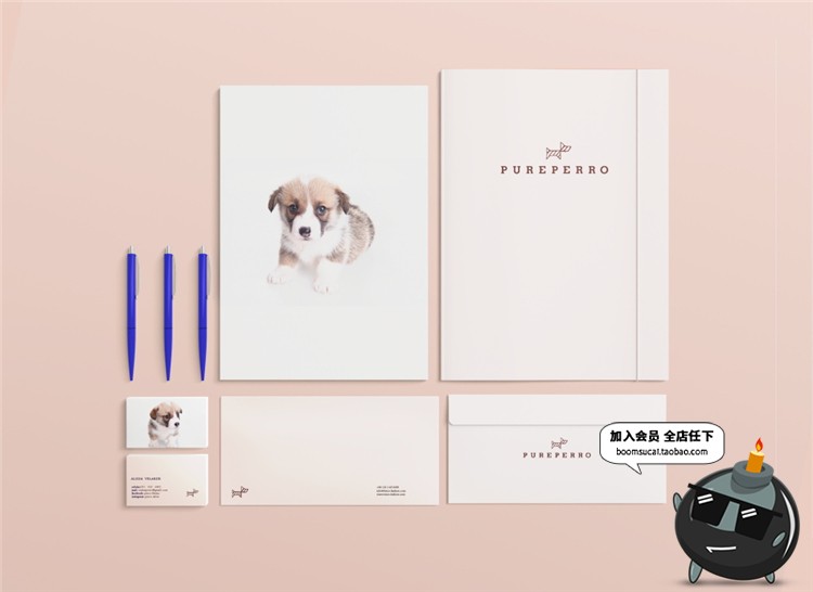图片[1]-宠物用品品牌周边样机VI智能贴图包装LOGO展示效果PSD模板PS素材-设计猿