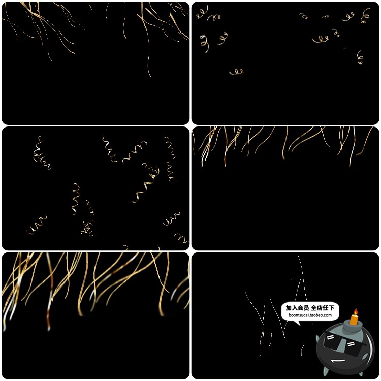 图片[11]-金色圣诞新年庆祝彩带丝绸飞舞飘带丝带PNG免扣AI矢量特效素材-设计猿