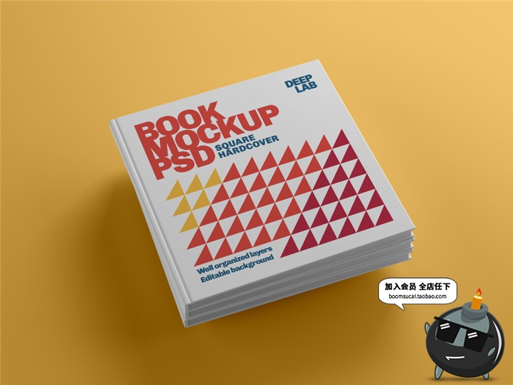 图片[14]-方形书籍精装书画册硬本封面设计智能贴图展示样机PSD模板PS素材-设计猿