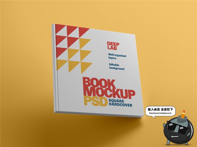 图片[16]-方形书籍精装书画册硬本封面设计智能贴图展示样机PSD模板PS素材-设计猿