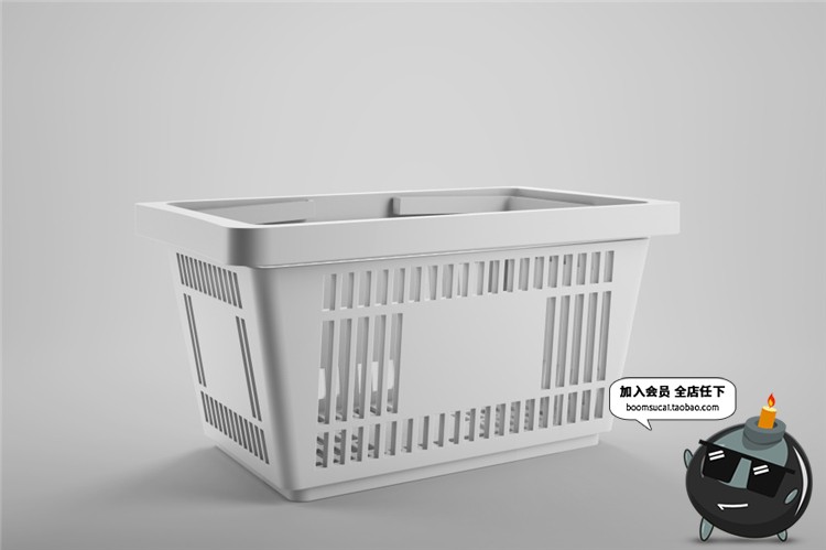 图片[2]-连锁超市品牌购物篮手提塑料篮子品牌Logo贴图样机PSD模板PS素材-设计猿