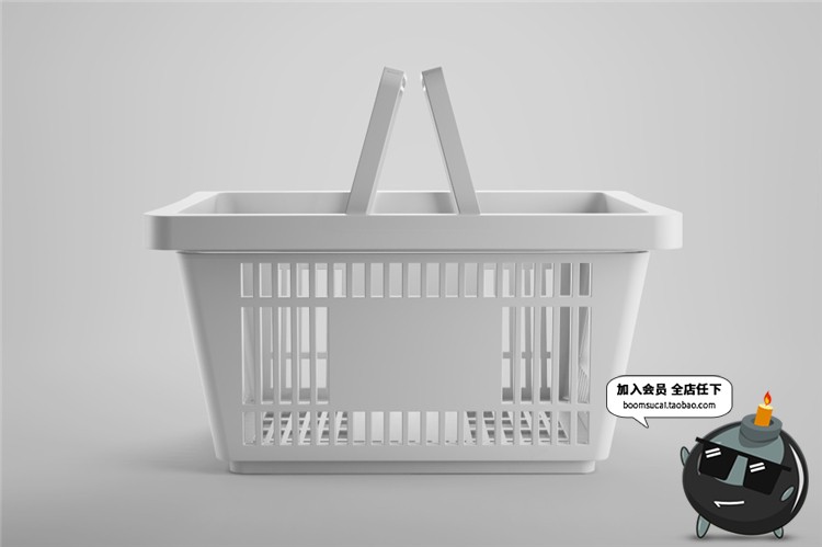 图片[3]-连锁超市品牌购物篮手提塑料篮子品牌Logo贴图样机PSD模板PS素材-设计猿
