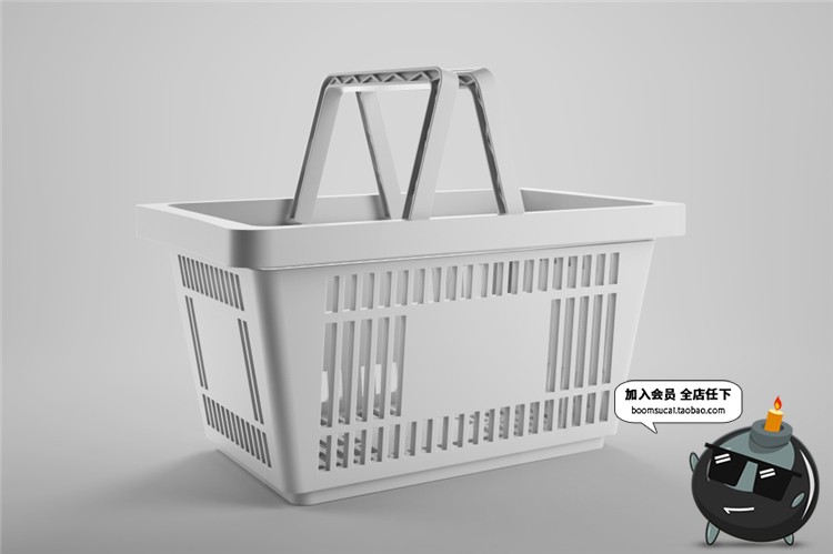 图片[4]-连锁超市品牌购物篮手提塑料篮子品牌Logo贴图样机PSD模板PS素材-设计猿