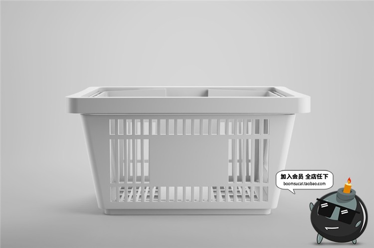 图片[5]-连锁超市品牌购物篮手提塑料篮子品牌Logo贴图样机PSD模板PS素材-设计猿