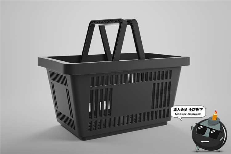 图片[8]-连锁超市品牌购物篮手提塑料篮子品牌Logo贴图样机PSD模板PS素材-设计猿