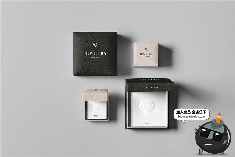 图片[1]-钻石钻戒戒指礼品盒外包装盒子样机贴图效果展示PSD模板素材-设计猿