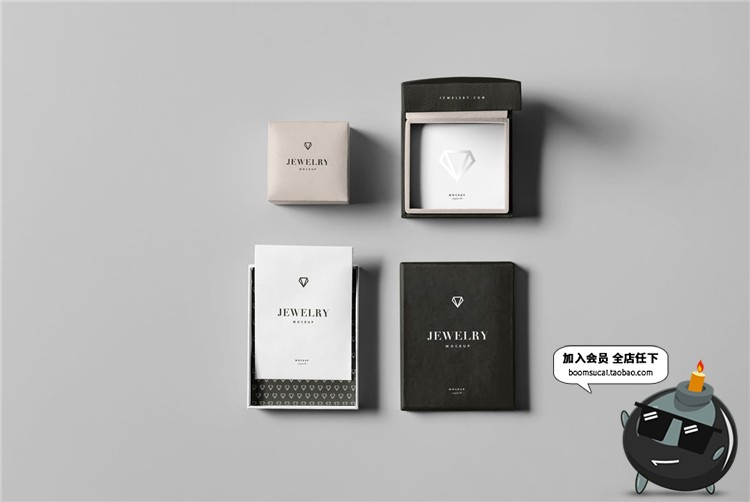 图片[3]-钻石钻戒戒指礼品盒外包装盒子样机贴图效果展示PSD模板素材-设计猿