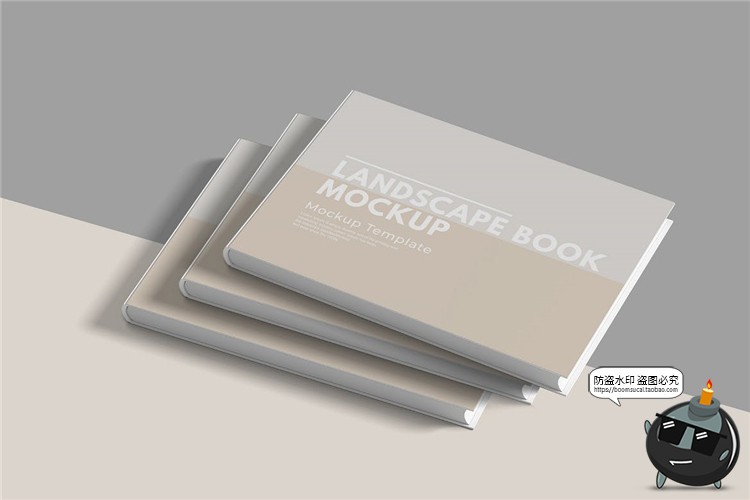 图片[3]-横版硬皮书籍杂志画册封面智能贴图展示PSD模板mockups样机PS素材-设计猿