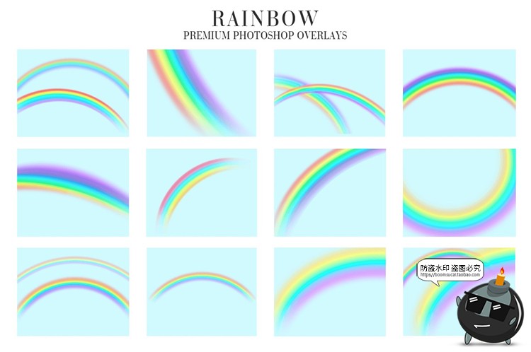 图片[2]-彩虹光效摄影渐变图片特效影楼后期合成JPG黑底叠层PNG免抠PS素材-设计猿