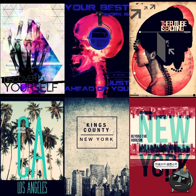 图片[6]-美式复古怀旧破旧文字噪点嘈杂斑驳风格海报广告PS模板PS设计素材-设计猿