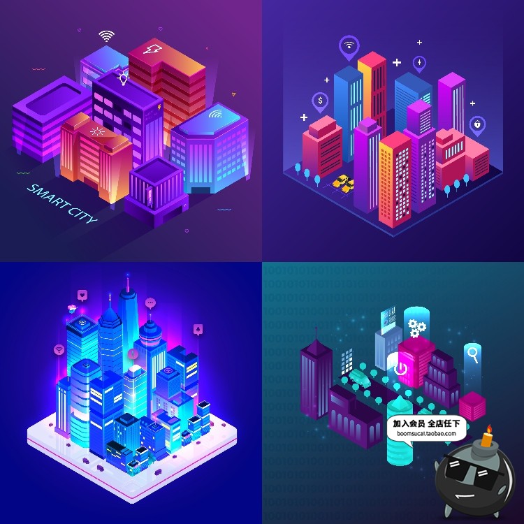 图片[7]-2.5D等距插画未来数字信息智慧城市科技互联网AI矢量设计素材-设计猿