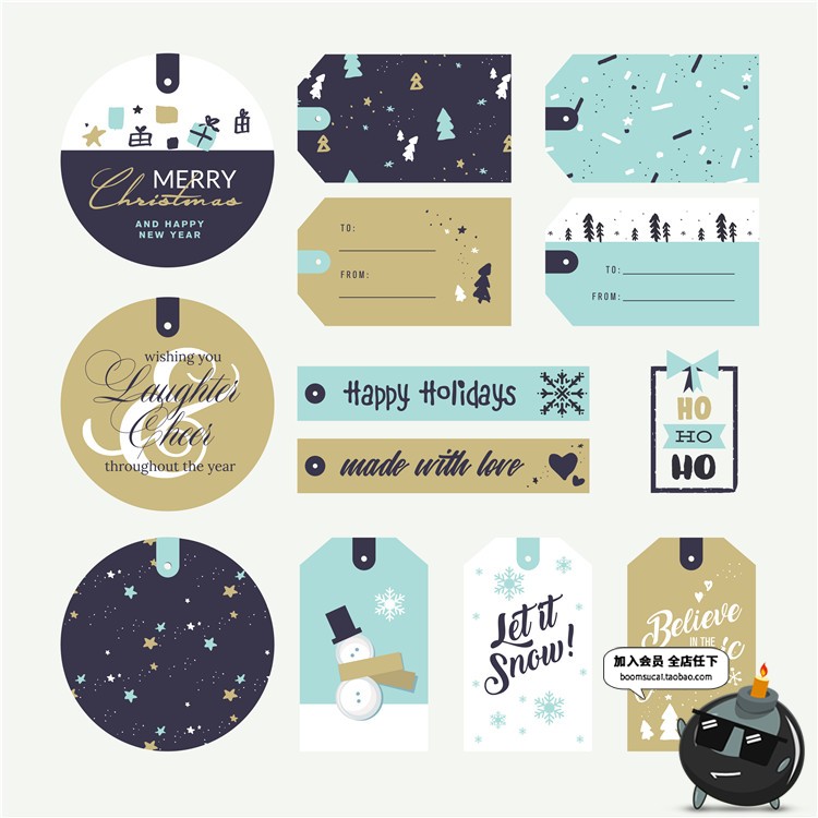 图片[3]-时尚简约圣诞节新年礼物标签挂牌便签标记吊牌卡片设计矢量AI素材-设计猿