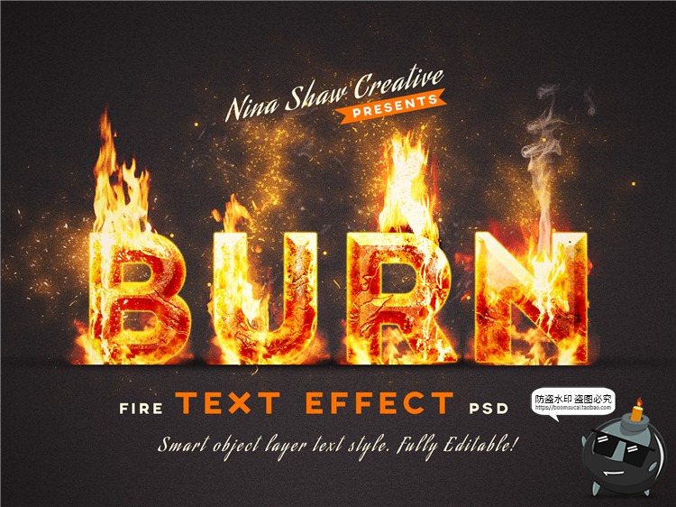 图片[2]-熔岩火焰特效字燃烧效果3D立体字体特效文字样式PSD模板PS素材-设计猿