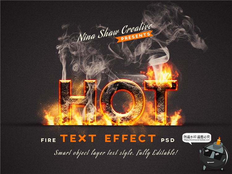 图片[3]-熔岩火焰特效字燃烧效果3D立体字体特效文字样式PSD模板PS素材-设计猿