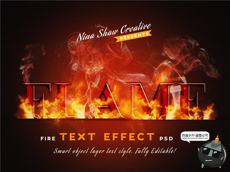 图片[5]-熔岩火焰特效字燃烧效果3D立体字体特效文字样式PSD模板PS素材-设计猿