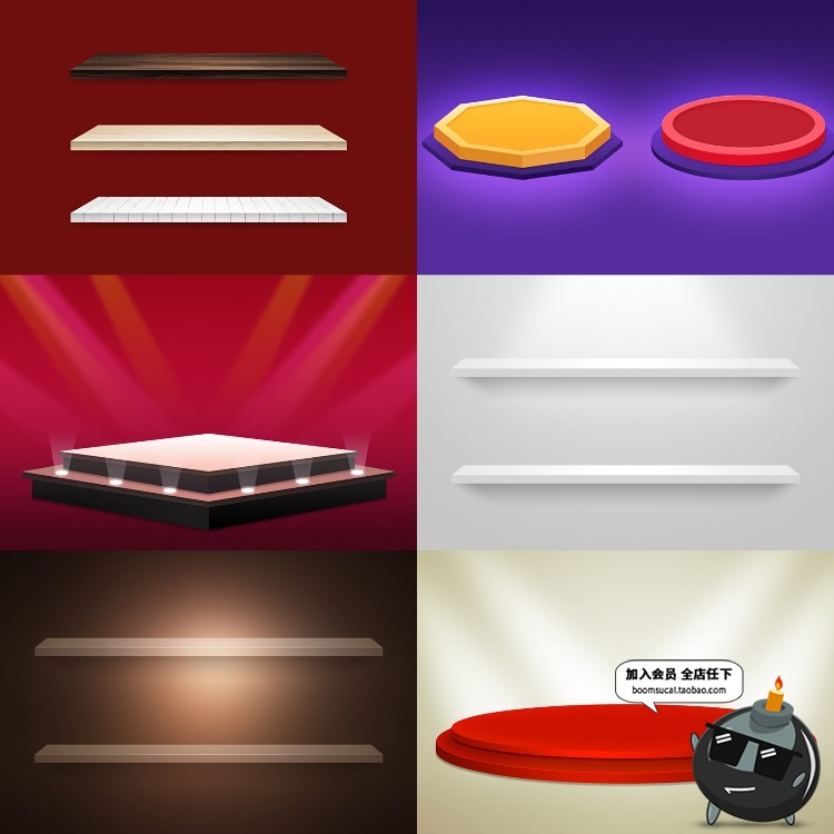 图片[3]-电商商品几何立体主图彩色展示台舞台台面木板海报PSD模板PS素材-设计猿