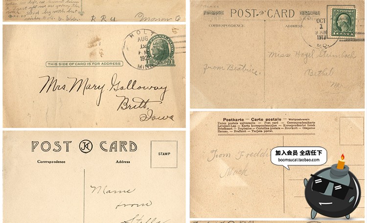 图片[4]-复古古老发黄褶皱皱纹纸质明信片卡片信纸JPG高清图片参考素材-设计猿