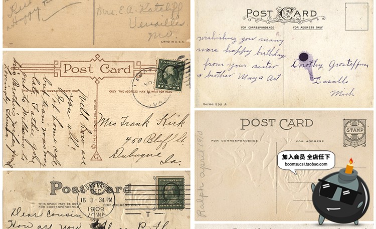 图片[7]-复古古老发黄褶皱皱纹纸质明信片卡片信纸JPG高清图片参考素材-设计猿