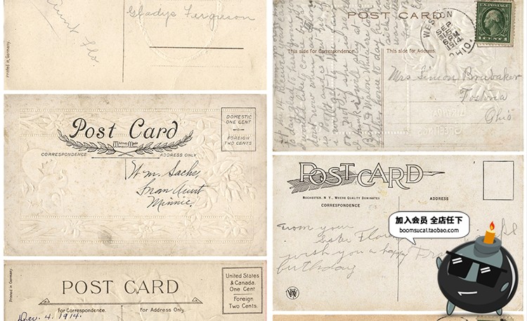 图片[9]-复古古老发黄褶皱皱纹纸质明信片卡片信纸JPG高清图片参考素材-设计猿