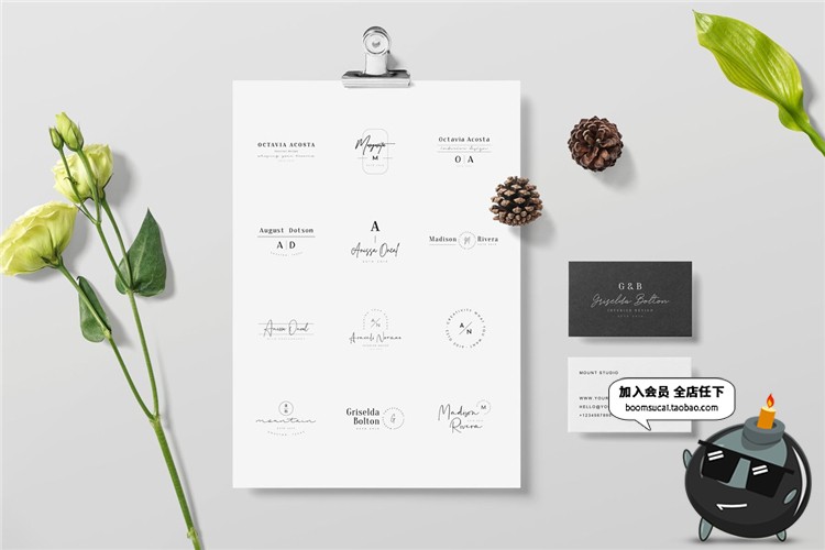 图片[2]-极简文艺手写现代英文品牌飘逸LOGO图标志AI矢量PSD设计模板素材-设计猿