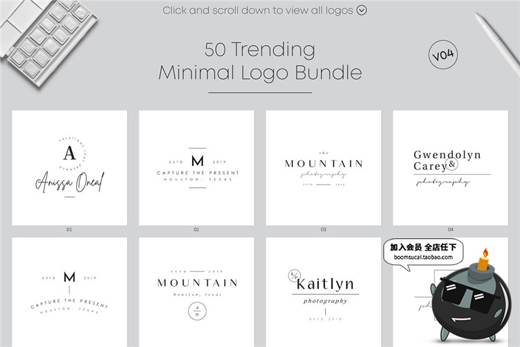 图片[3]-极简文艺手写现代英文品牌飘逸LOGO图标志AI矢量PSD设计模板素材-设计猿