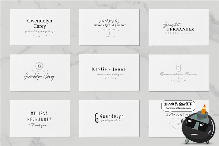 图片[6]-极简文艺手写现代英文品牌飘逸LOGO图标志AI矢量PSD设计模板素材-设计猿