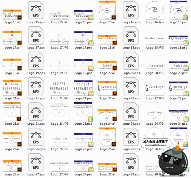 图片[9]-极简文艺手写现代英文品牌飘逸LOGO图标志AI矢量PSD设计模板素材-设计猿