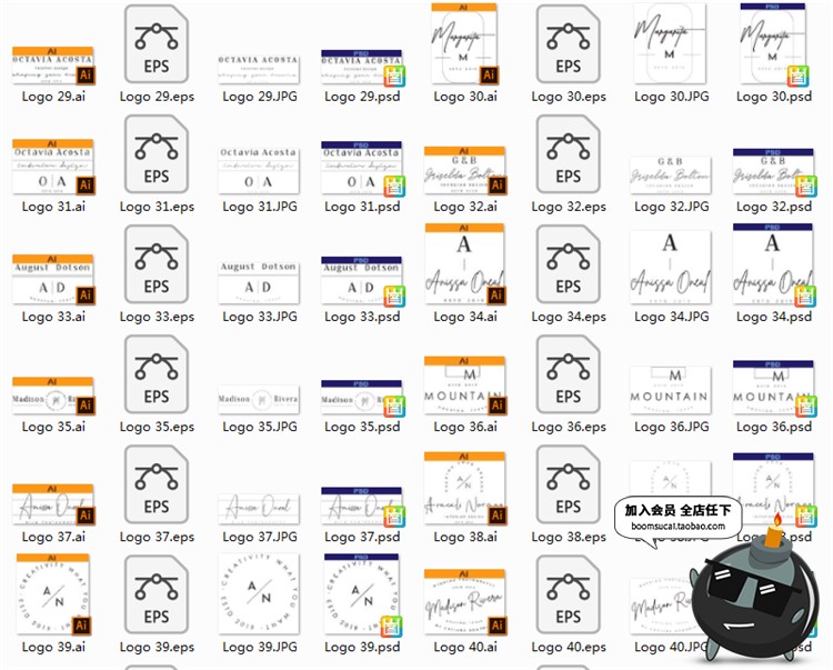 图片[10]-极简文艺手写现代英文品牌飘逸LOGO图标志AI矢量PSD设计模板素材-设计猿