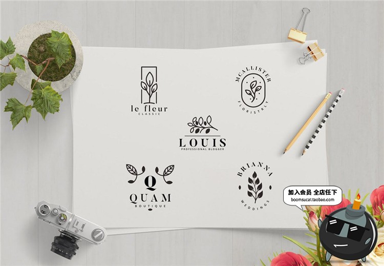 图片[3]-简约森系小清新绿色线稿自然标志logo图标设计AI矢量PSD模板素材-设计猿