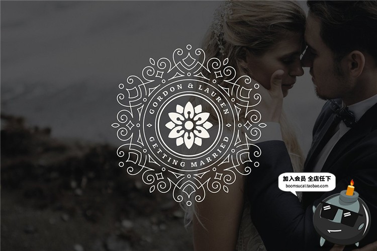 图片[14]-唯美复古风格婚礼品牌LOGO徽章图标标志AI矢量PSD模板设计素材-设计猿