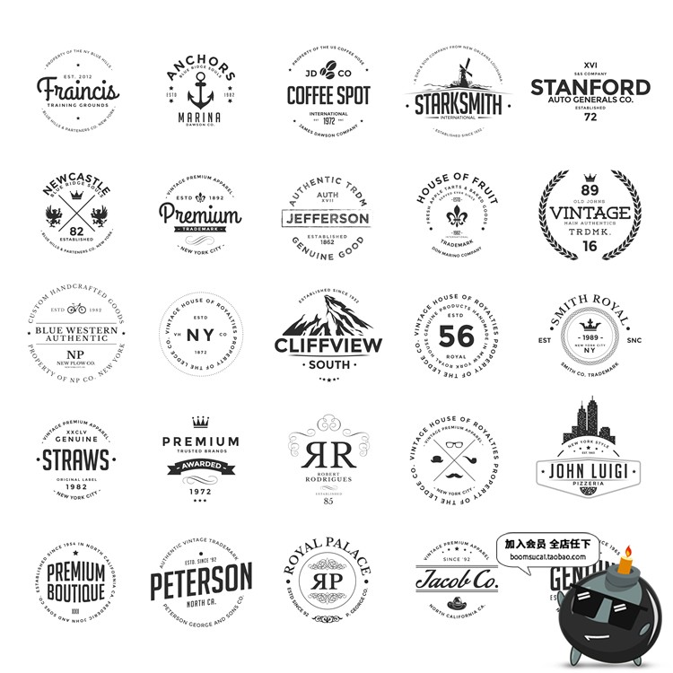 图片[5]-经典户外运动风圆形瓶盖英文logo图标标志AI矢量PSD模板设计素材-设计猿