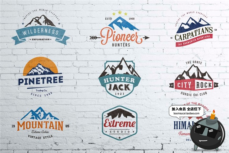 图片[3]-户外山地山脉爬山运动队伍logo图标标志AI矢量PSD模板PS设计素材-设计猿