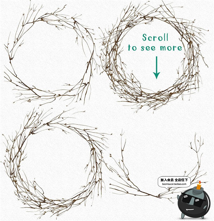 图片[5]-时尚唯美森系绿色水彩植物婚礼会场邀请函设计素材元素PSD模板-设计猿