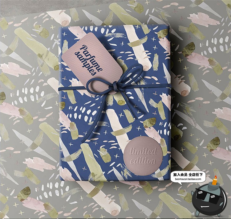 图片[9]-手工礼品包装盒礼物包装纸打包设计效果图展示样机PSD模板PS素材-设计猿