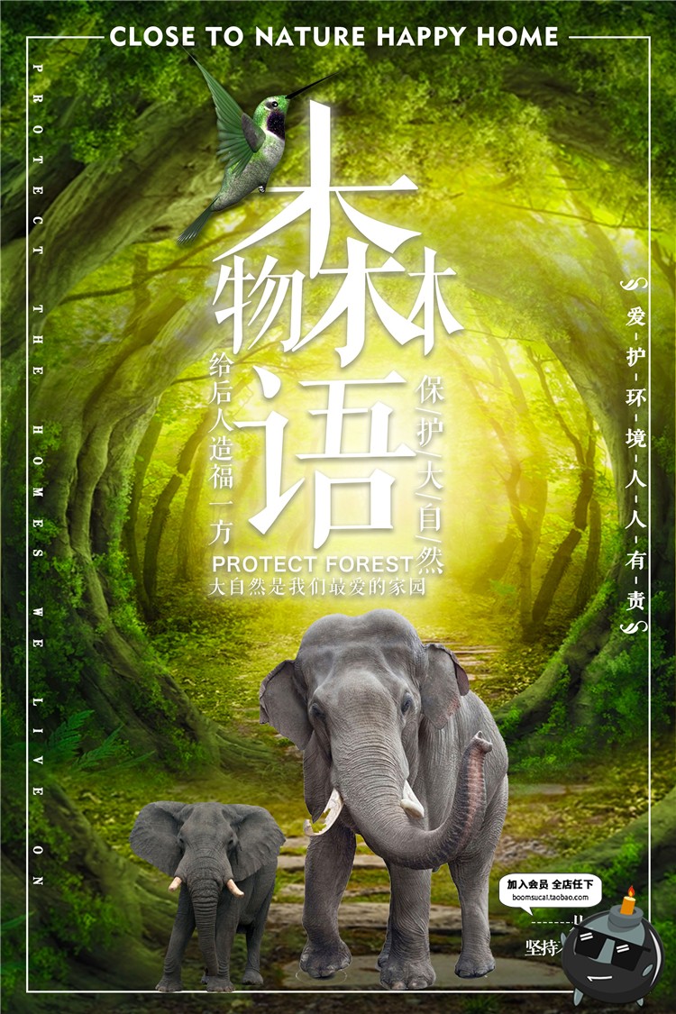 图片[5]-森林物语唯美森系清新海报梦幻森林背景书籍封面PSD模板设计素材-设计猿