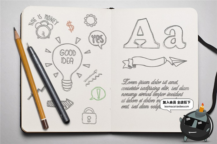 图片[4]-铅笔绘画手绘素描写实文字效果PS图层样式特效PSD模板设计PS素材-设计猿