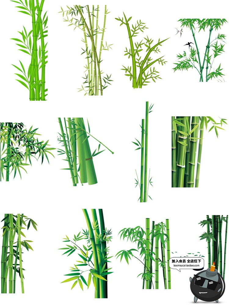 图片[3]-高清PS手绘绿色竹子绿竹竹叶竹节绿色元素PNG免抠设计PS素材图片-设计猿