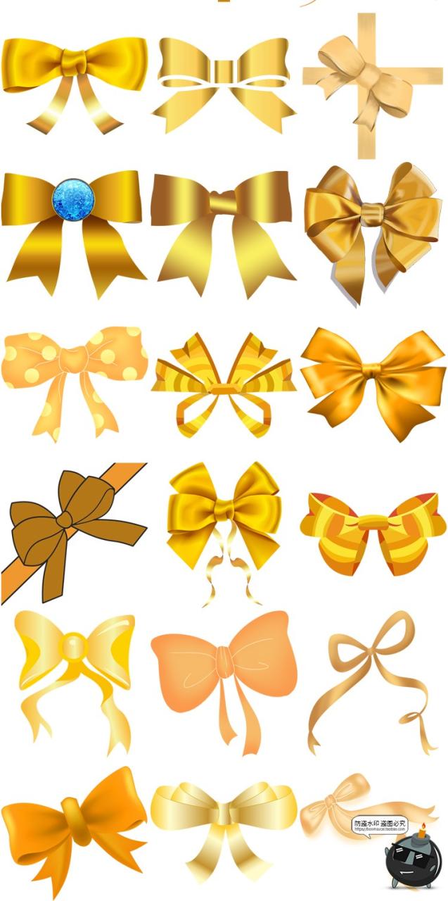 图片[5]-金色丝带蝴蝶结礼物盒包装礼花结领结装饰后期合成PNG免抠PS素材-设计猿