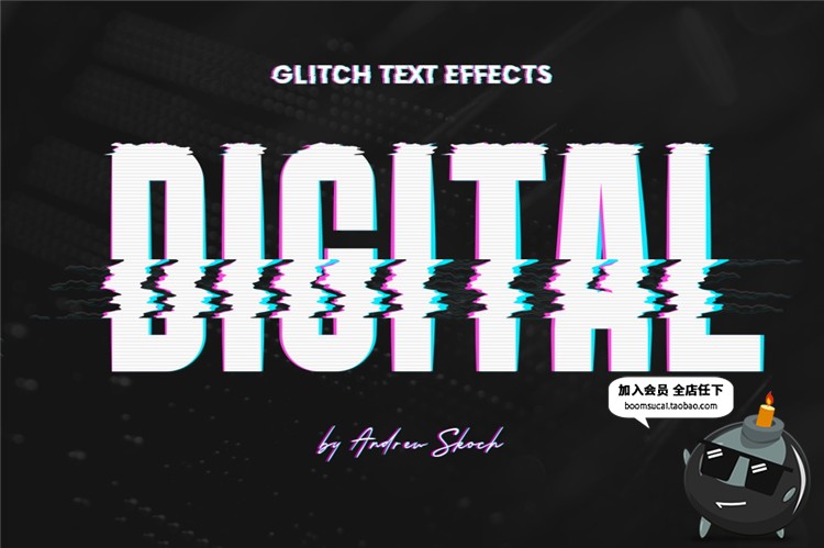 图片[8]-字体信号失真混乱故障抖动文本朋克风图层样式PSD模板PS设计素材-设计猿