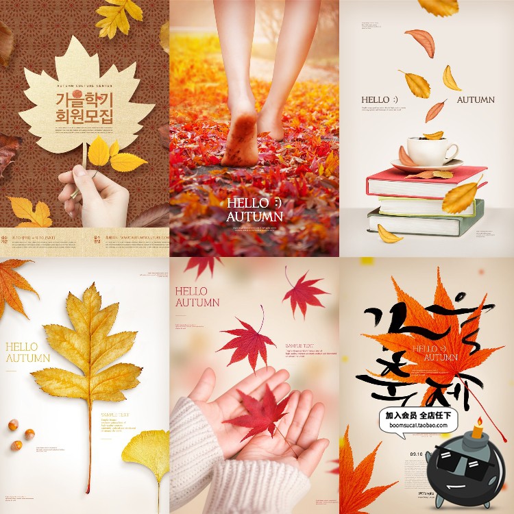 图片[1]-韩风时尚简约秋季炫彩落叶电商商场促销广告宣传海报PSD模板素材-设计猿