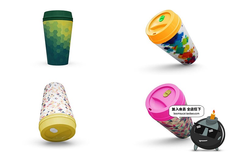 图片[1]-咖啡杯杯子奶茶热饮一次性包装贴图效果展示PSD样机模板素材-设计猿
