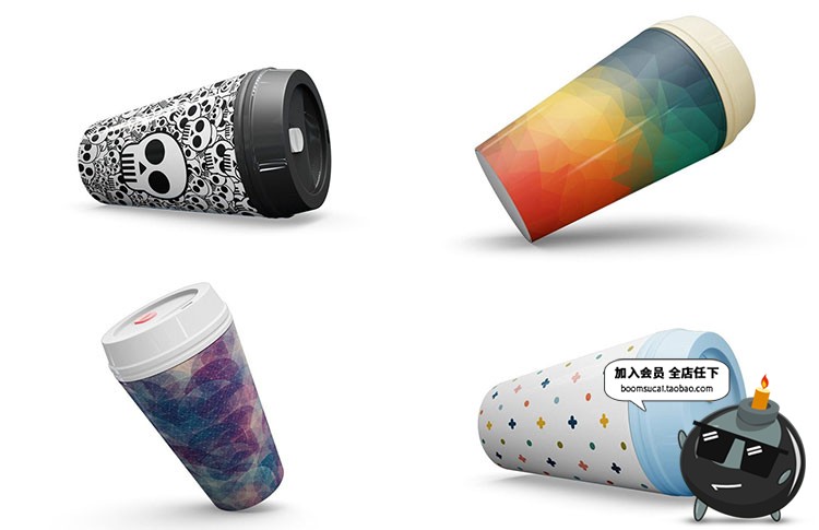 图片[3]-咖啡杯杯子奶茶热饮一次性包装贴图效果展示PSD样机模板素材-设计猿