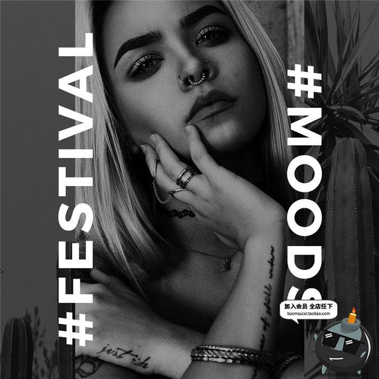 图片[9]-黑白色调个人海报广告宣传展示图文方形排版PSD模板PS设计素材-设计猿