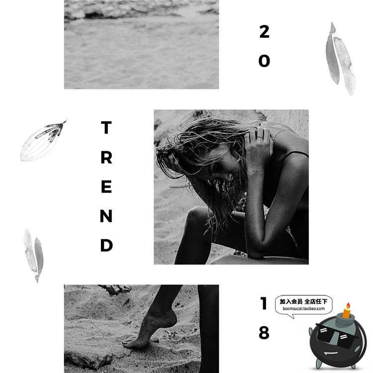 图片[22]-黑白色调个人海报广告宣传展示图文方形排版PSD模板PS设计素材-设计猿