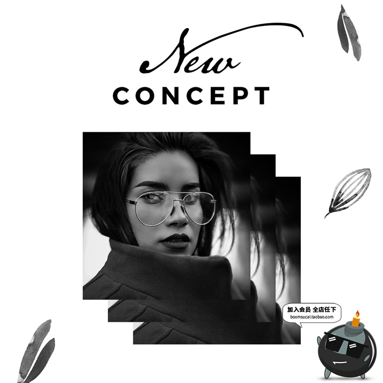 图片[28]-黑白色调个人海报广告宣传展示图文方形排版PSD模板PS设计素材-设计猿