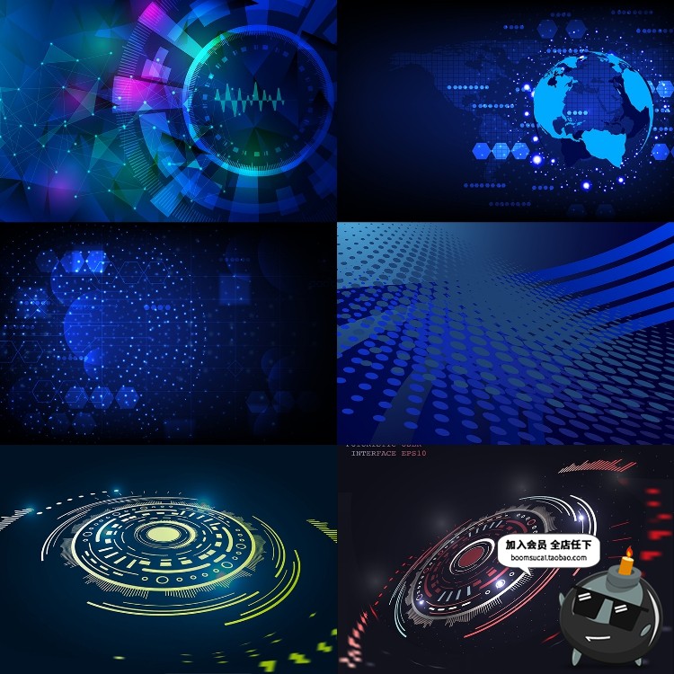图片[10]-蓝色大数据科技脉冲人工智能海报展板基础元素背景AI矢量素材-设计猿