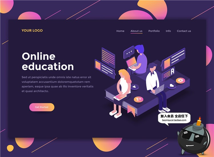 图片[1]-2.5D扁平化商务办公UI网页页面排版插画设计AI矢量PSD分层素材-设计猿